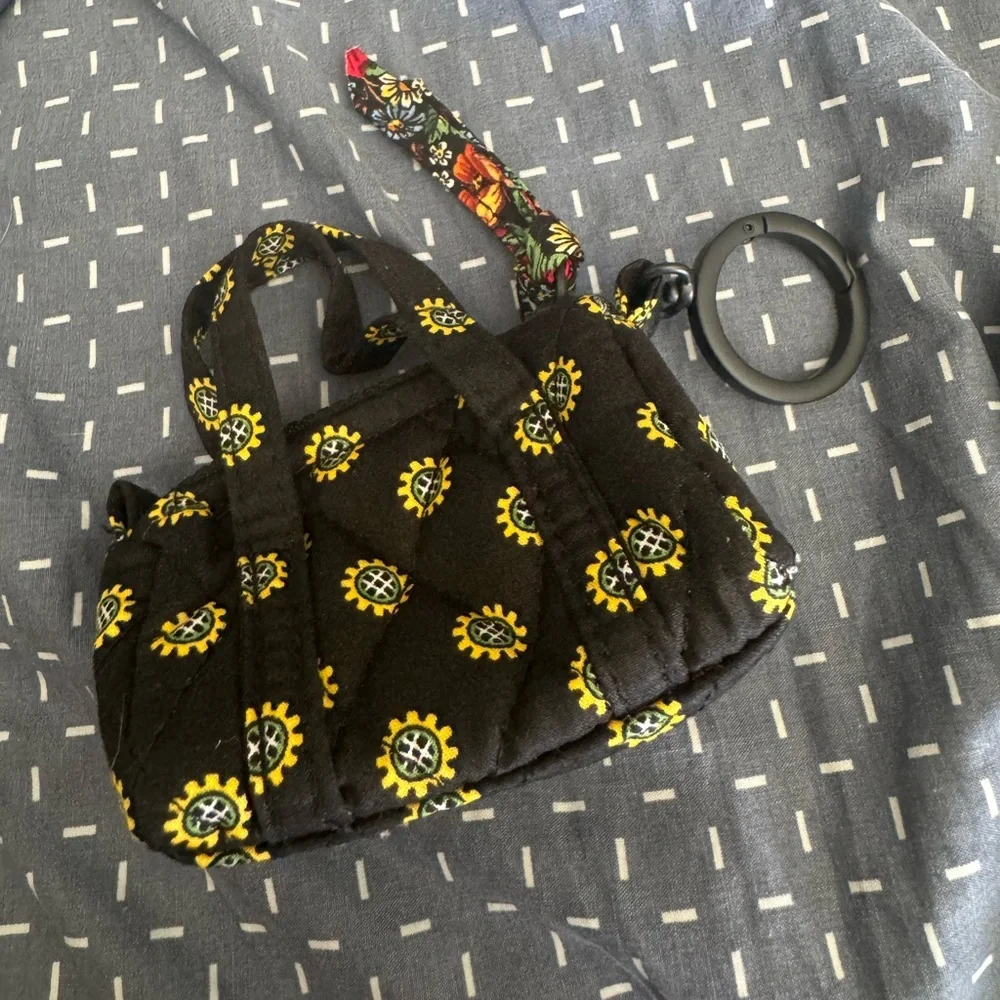 NWOT Vera Bradley UO Exclusive Original Duffle Bag Charm-Black & Yellow Floral